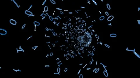 Binary Numbers flying towards the screen Luma Matte attached Stock Footage 119560123