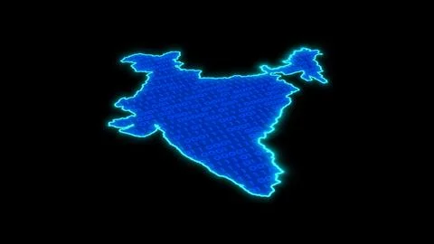 Binary Numbers Inside Glowing India Country Map イラスト素材