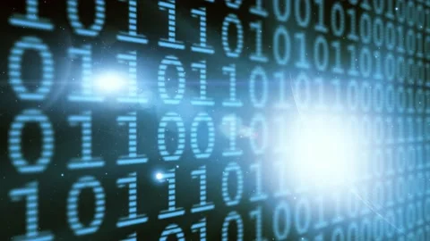 Binary numbers motion on digital wall Video stock 226808136