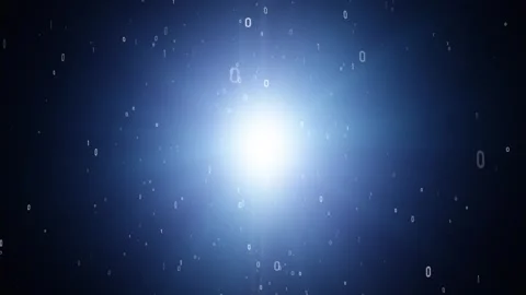 Binary numbers movement on shine blue loop background Stock Footage 346393173