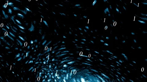 Binary numbers one and zero on wavy background Stock Footage 71374972