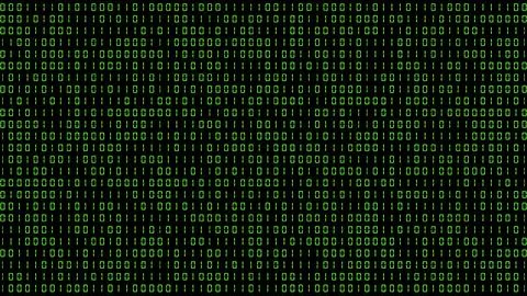 Binary numbers pattern on plain black background Stock Illustration