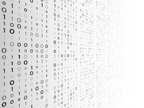 Binary numbers in perspective background. Hex code digital concept. 스톡 일러스트
