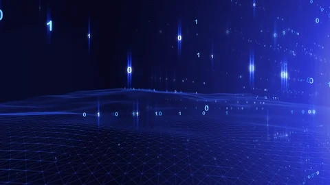 Binary numbers rotation on artistic computer network Video stock 122179184