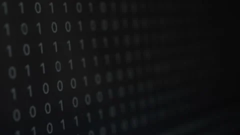 Binary Numbers On A Screen - Low Rez - ones and zeros - angled Vídeos de archivo 223425838