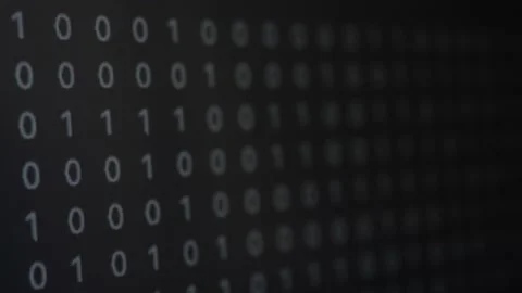 Binary Numbers On A Screen - Low Rez - ones and zeros - angled Video stock 223426472
