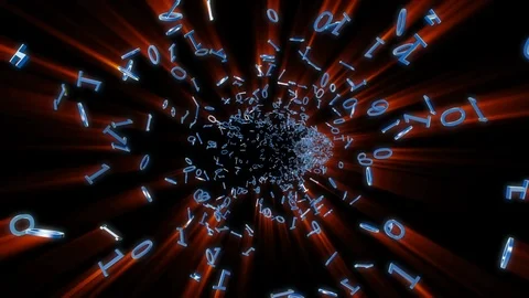 Binary Numbers Shine flying towards the screen Luma Matte attached Stock Footage 117979194