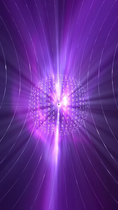 Binary numbers sphere with lines loop motion vertical background Stock Footage 345683892