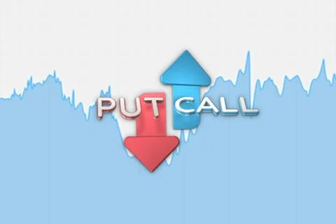 Binary option blue color chart with put and call arrows. 3D illustration Stock Illustration