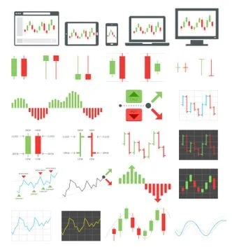 Binary options icons. Vector illustrations. Stockillustratie