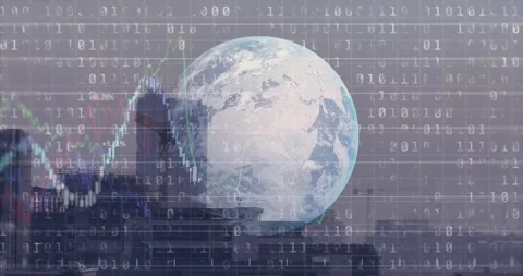 Binary overlay filling, globe centering, graph lines and percent labels Video stock 320287328