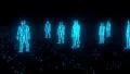 Binary people computer team glowing data 0 1 blue HD Footage
