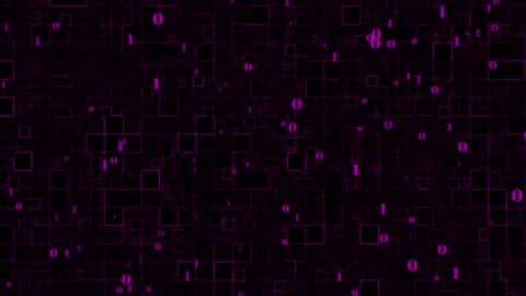 Binary pink color abstract box pattern dark technology background Stock Footage 204723422