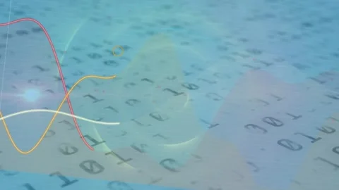 Binary plane with concentric halo showing three waveforms emerging left, Stock Footage 334788237