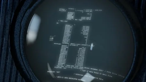 Binary program code on glossy painted vitage screen Stock Footage 171876597