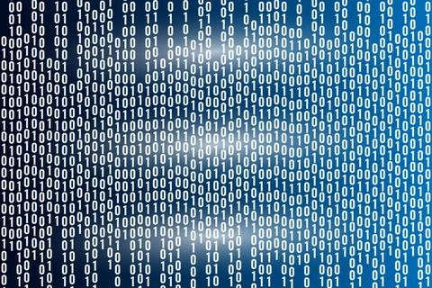 Binary program code pattern glowing blue digital abstract technology Stock Illustration