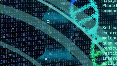 Binary pulse starting, driving blue head shifting as DNA helix forming, Stock Footage 334351842