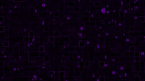Binary purple color abstract box pattern dark technology background Stock Footage 204723428