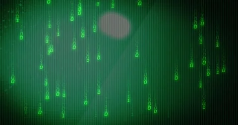 Binary rain streaming initiating blurred gray arc rotating clockwise for looping Stock Footage 317466681
