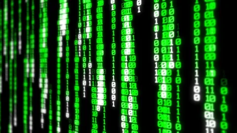 Binary rain, streams of green numbers, 4K abstract background, matrix effect Stock Footage 125707082