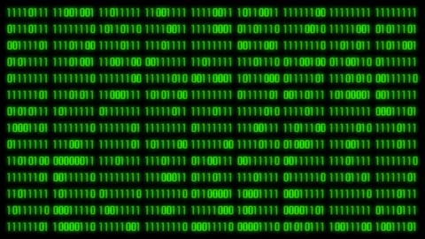 Binary randomly generated numbers graphic background green glow Video stock 72255860