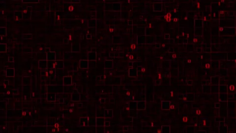 Binary Red color abstract box pattern dark technology background Stock Footage 204723447