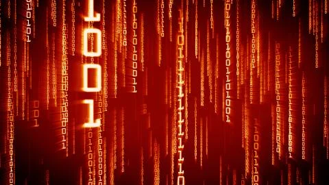 Binary red particles falling in Matrix. Network digital concept イラスト素材