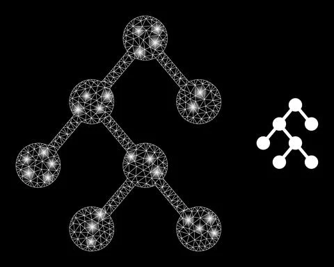 Binary Relations Icon - Wireframe Mesh with Constellation Nodes Illustrazione stock