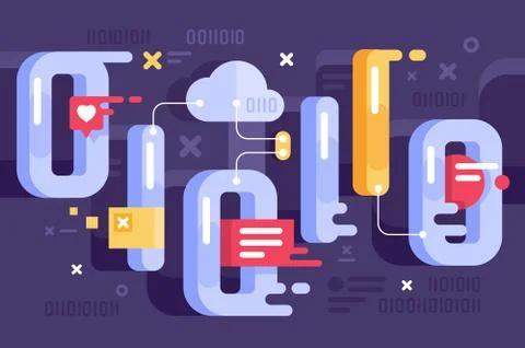 Binary representation in the world of data. Stock Illustration