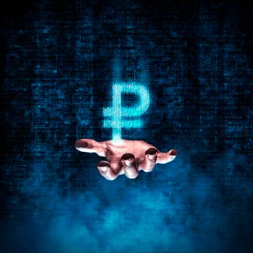 Binary ruble hand 스톡 일러스트