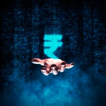 Binary rupee hand Stock Photos