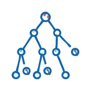 Binary search algorithm icon doodle illustration イラスト素材