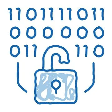 Binary security code doodle icon hand drawn illustration Stock Illustration