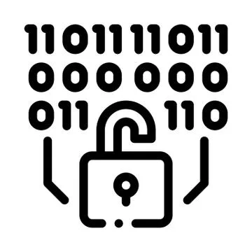 Binary security code icon vector outline illustration Stock Illustration