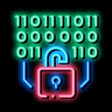 Binary security code neon glow icon illustration Stock Illustration