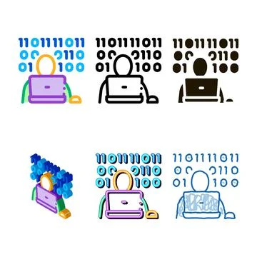 Binary series code icon vector outline Stockillustratie