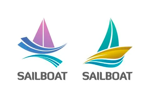 Binary Set of Nautical Sailboat Logo Symbol Stock Illustration