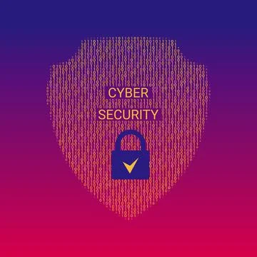 Binary shield information protection symbol. Cyber security modern digital te Stock Illustration