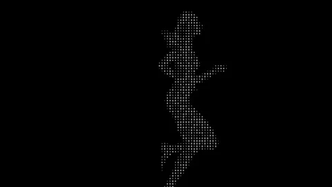 Binary Silhouette of Running Woman Stock Footage 308949253