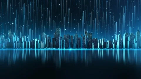 Binary Smart City with AI Data Processing and Cloud Infrastructure Video stock 342612316
