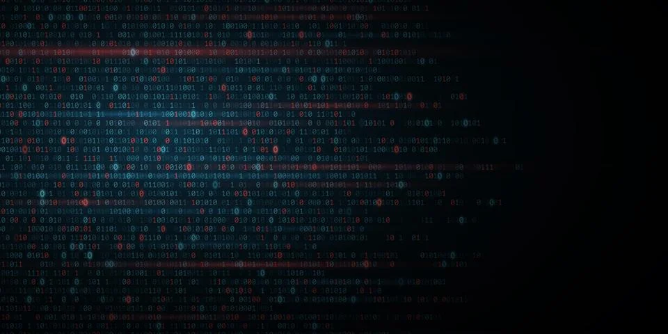 Binary software code background. Random binary numbers of program code. Digit Stock Illustration