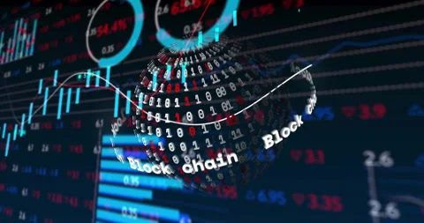 Binary sphere emerging from dark data grid and rotating clockwise visualizing Stock Footage 312905146