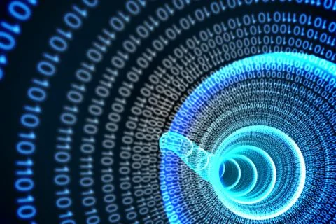 Binary spiral with blue glow Stock Illustration