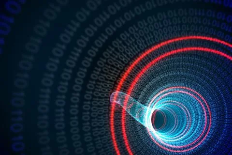 Binary spiral with red glow イラスト素材