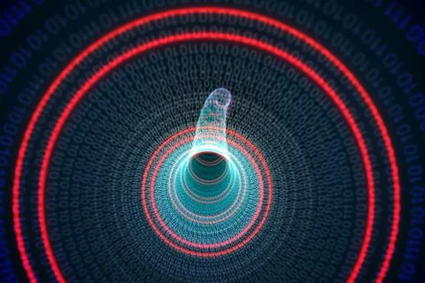 Binary spiral with red glow Stock Illustration