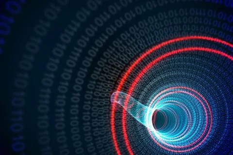 Binary spiral with red glow 스톡 사진