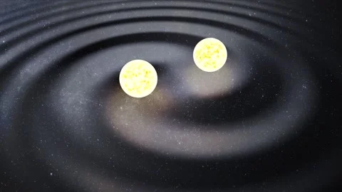 Binary star system generating gravity waves. Gravity and astrophysics concept 動画素材 284730959
