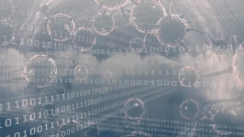 Binary streaming starting camera zooming, panning, revealing translucent spheres Stock Footage 313494715