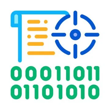 Binary target icon vector outline illustration Stock Illustration
