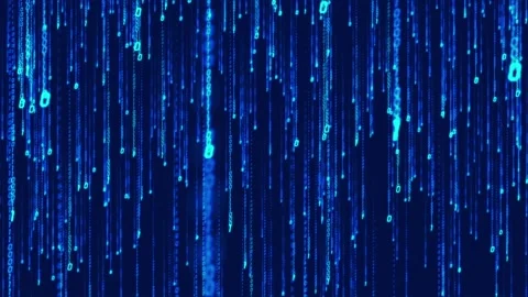 Binary technology digital rain rolling down Stock Footage 198988368